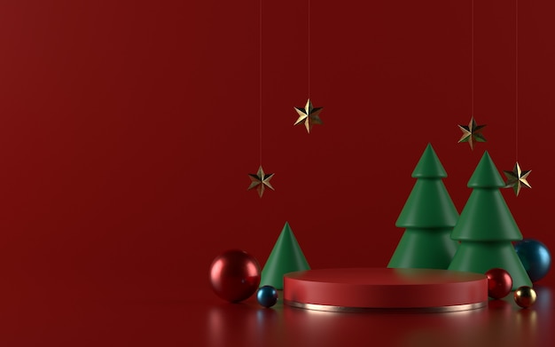 Pódio ou pedestal de produto de natal para banner ou promoção. ilustração 3d