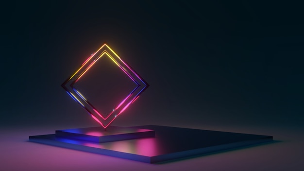 Pódio, palco 3d, fundo azul, efeito de iluminação, estilo de textura abstrata, pode ser usado no design da capa, design de livro, pôster, folheto, plano de fundo do site ou publicidade.