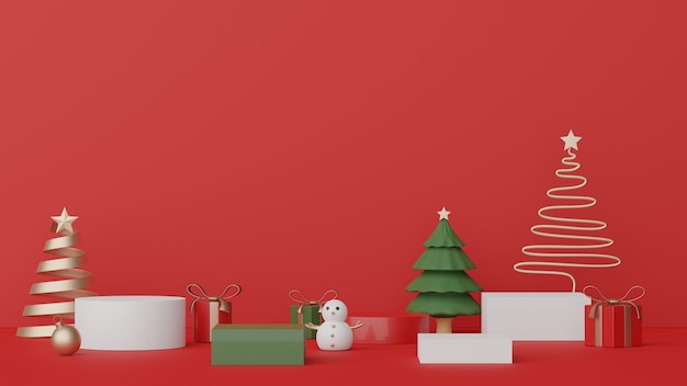 Podio de pantalla 3D para presentación de productos y cosméticos con concepto de Navidad y feliz año nuevo