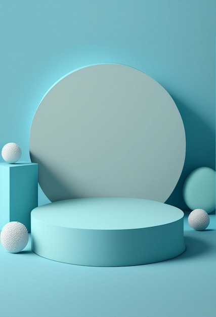 Pódio para anúncios de produtos ou menus de restaurantes com design minimalista de fundo colorido