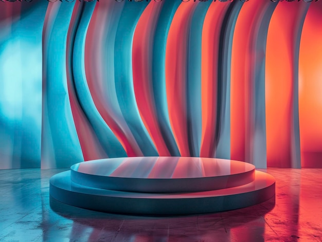 Foto pódio para demonstração de produtos hipnotizante belo interior moderno no fundo saturado