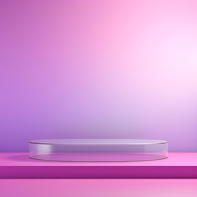 Pódio para exibição de produtos em fundo rosa roxo AI generativo