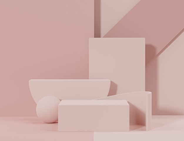 Podio pastel minimalista 3D y formas geométricas