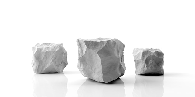 Foto podio de piedra de mármol sobre fondo blanco ilustración 3d