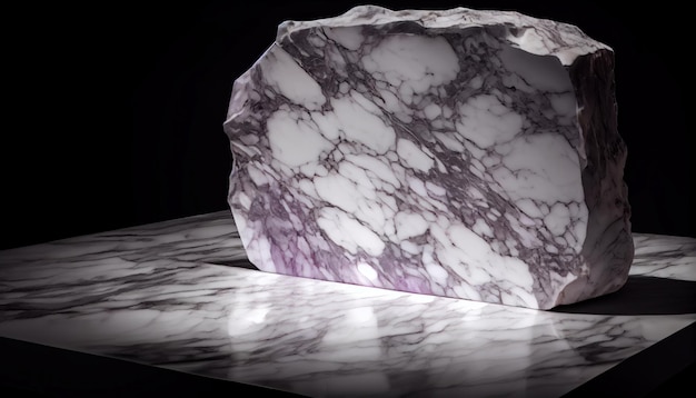 Podio de piedra de mármol sobre fondo de hormigón blanco escena simulada con para exhibición de productos