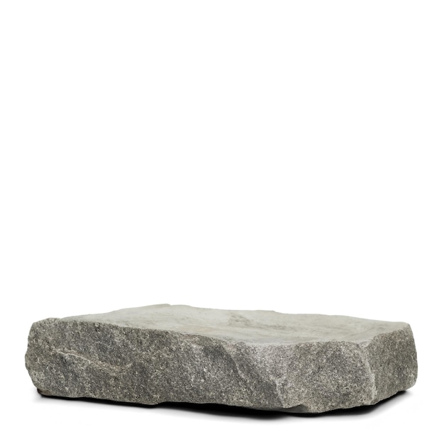 Podio de piedra real con fondo blanco