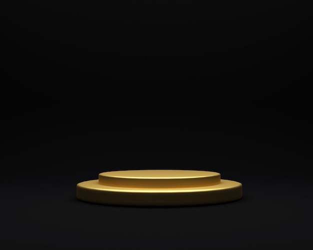 Pódio preto com fundo dourado renderizado