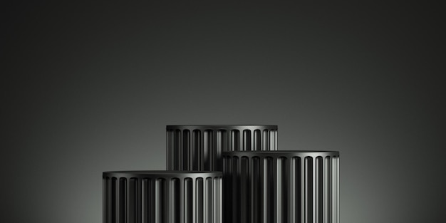 Pódio preto de fundo cosmético de luxo clássico para apresentação de marca e produto ilustração de renderização em 3d