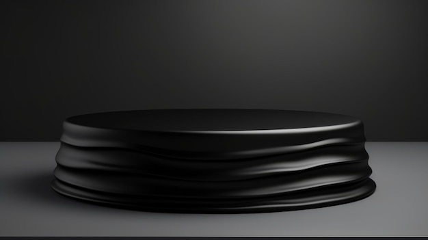 Podio de producto minimalista abstracto de limo negro El escenario para la presentación del producto Sala 3D con plataforma geométrica Pedestal de escenario Maqueta de podio generada por Ai para un anuncio de producto