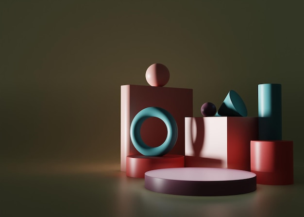 Foto podio de producto con tema abstracto geométrico.