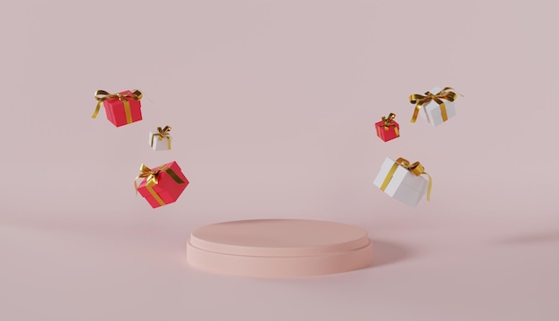 Podio de productos de feliz Navidad con fondo de color pastel