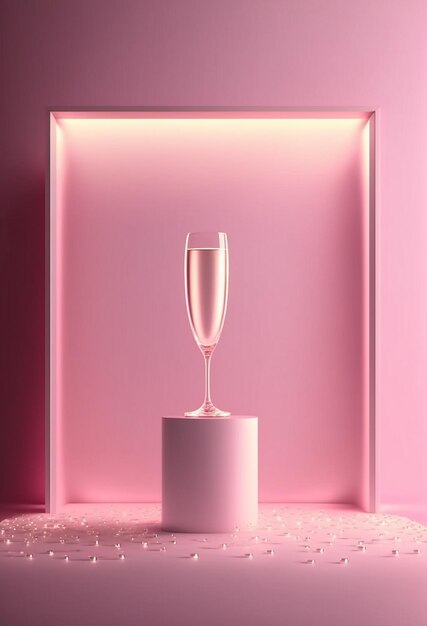 Foto podio para publicidad de productos del día de san valentín o menús de restaurantes con objetos minimalistas tema del día de san valentín