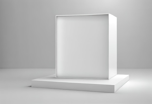 Pódio quadrado branco sobre fundo branco Mostrar ilustração Ai generative