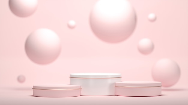 Podio redondo para presentación de producto. Pedestal en blanco abstracto, plataforma para exhibición de productos.
