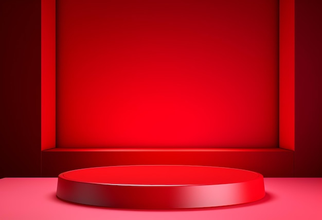 Un podio rojo en una habitación.