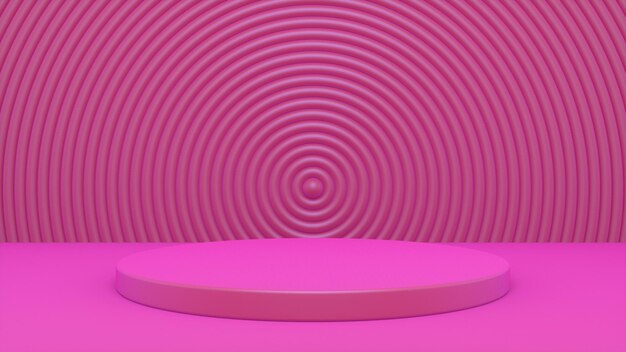 Podio rosa brillante y fondo de geometría abstracta Foto Premium