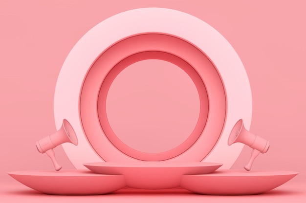 Pódio rosa e geomet de renderização 3d de fundo abstrato mínimo