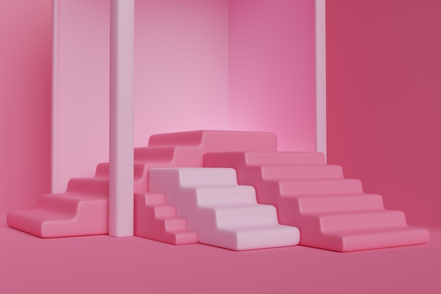 Podio rosa con escaleras