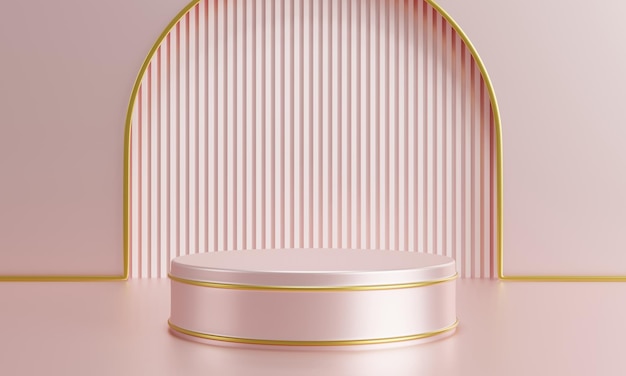 Podio rosa en estilo asiático para el fondo de la plantilla de publicidad de productos Objeto y concepto abstracto