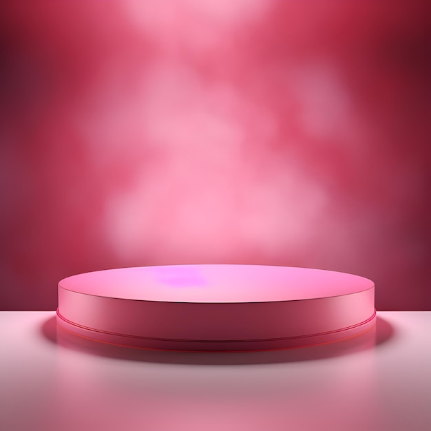 pódio rosa vazio para a exibição da maquete do seu produto o criador da cena pedestal redondo