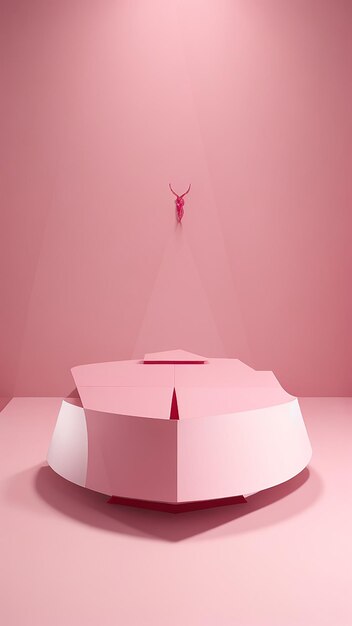 El podio rosado brillante junto con la pared de fondo rosado crea una intrigante impresión abstracta creando un ambiente de presentación creativo y cautivador