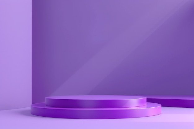 Pódio roxo numa sala