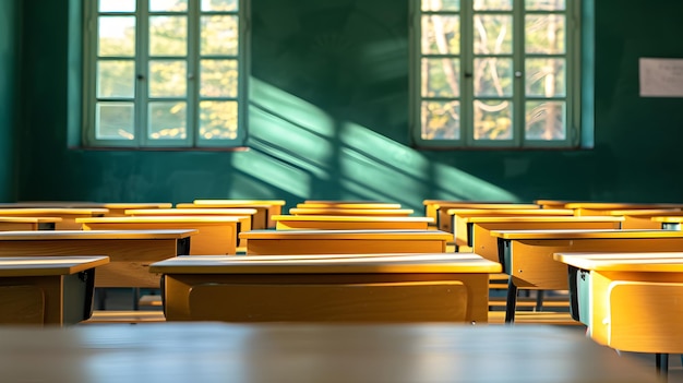 Pódio sob a mesa da escola na sala de aula