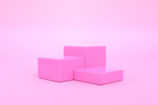 Podio sobre un fondo rosa Minimalismo geométrico abstracto Ilustración de representación 3D