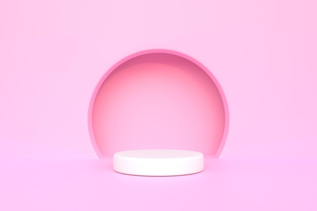 Podio sobre un fondo rosa Minimalismo geométrico abstracto Ilustración de representación 3D