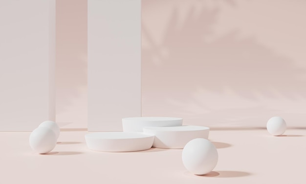 Podio con soporte de fondo colorido o pedestal de podio en visualización publicitaria representación 3D