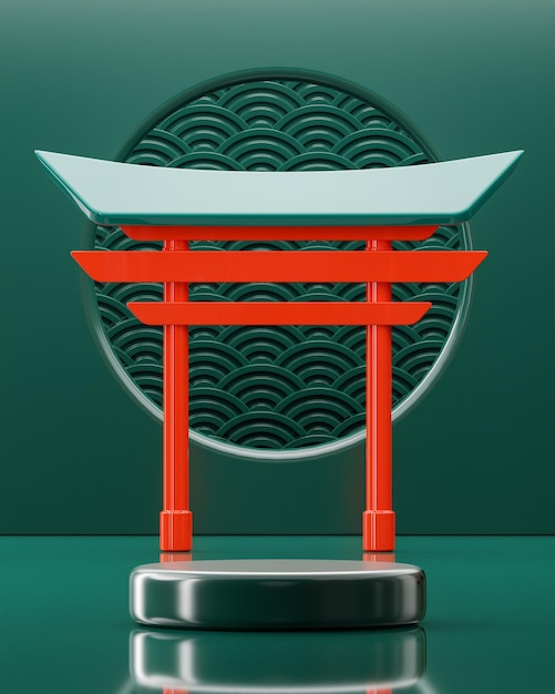 Podio verde pedestal producto pantalla resumen fondo verde 3d render