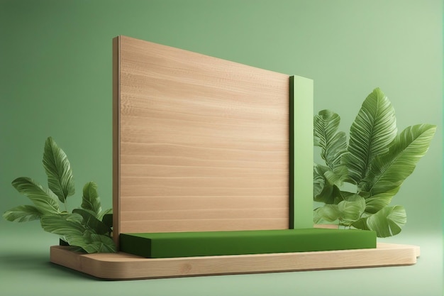 Pódio verde vazio para apresentação de produtos cosméticos apresentação mínima de produtos publicitários