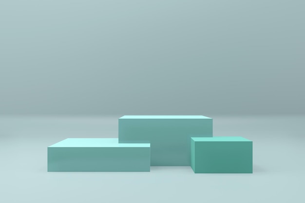 Podios cuadrados en colores azul menta suave Escena simulada para mostrar productos Escaparate escaparate escaparate 3d render