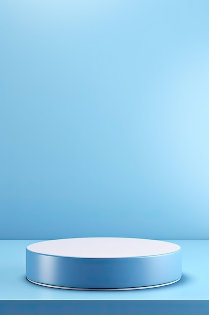 Pódios mínimos para suporte de exposição de produtos pedestal estúdio azul pastel cor fundo 3d