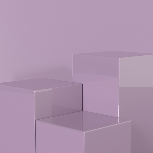 Podios rectangulares de color rosa claro para la colocación de productos