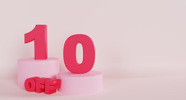 Podium 10 Off Share Desconto Percentagem com fundo rosa