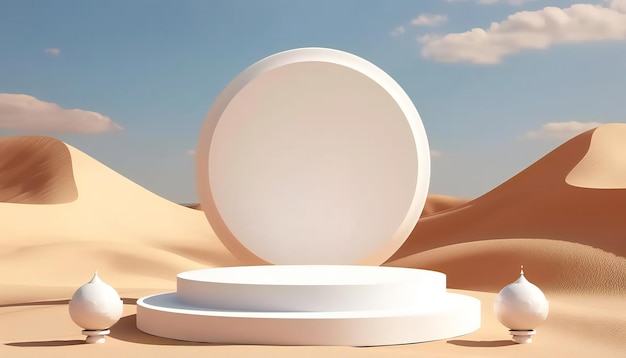 Podium 3D en el fondo del desierto