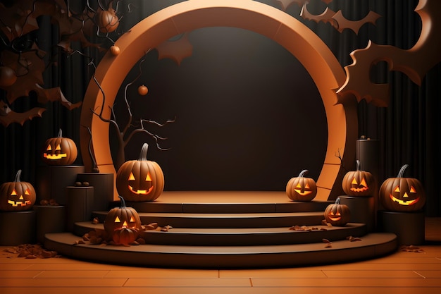 Podium en 3D con el tema de Halloween