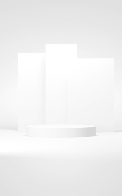 Podium abstrakter Hintergrund Geometrische FormVertical weiße Farben Szene Minimal 3D-Rendering