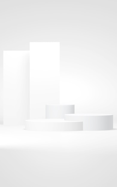 Podium abstrakter Hintergrund Geometrische FormVertical weiße Farben Szene Minimal 3D-Rendering