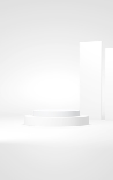 Podium abstrakter Hintergrund Geometrische FormVertical weiße Farben Szene Minimal 3D-Rendering