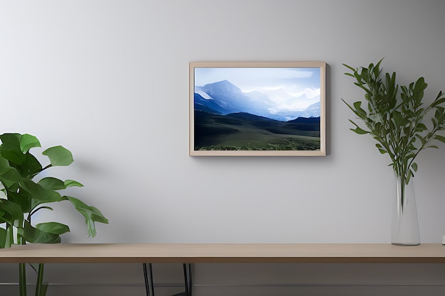 Foto podium anzeige konzept bilderrahmen mockup wand hintergrund elegante arbeitsraum innenarchitektur