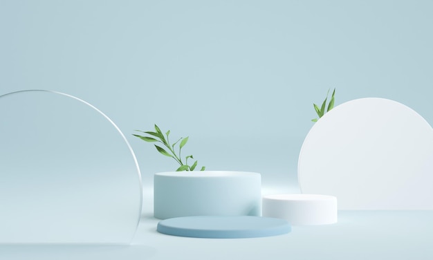 Podium auf pastellfarbenem hintergrund für die produktpräsentation natürliche schönheit sockel entspannung und gesundheit 3d-illustration