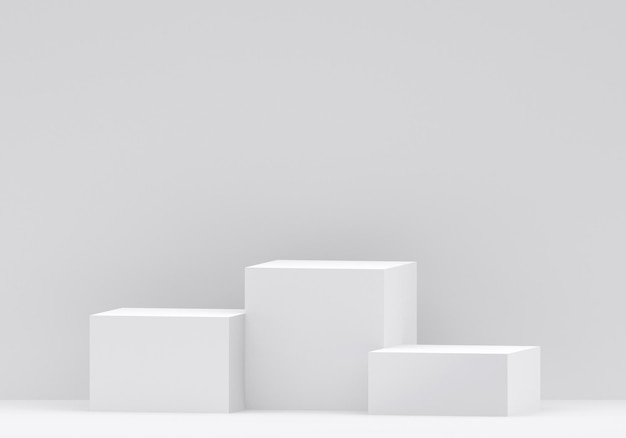 Podium blanco de exhibición de productos en la sala de estudio para la presentación de exhibición