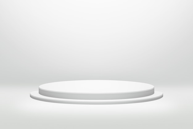Podium blanco de forma redonda con concepto de cilindro en el fondo de la habitación moderna