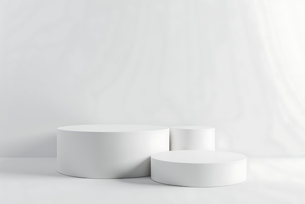 Podium blanco en una habitación sobre un fondo blanco