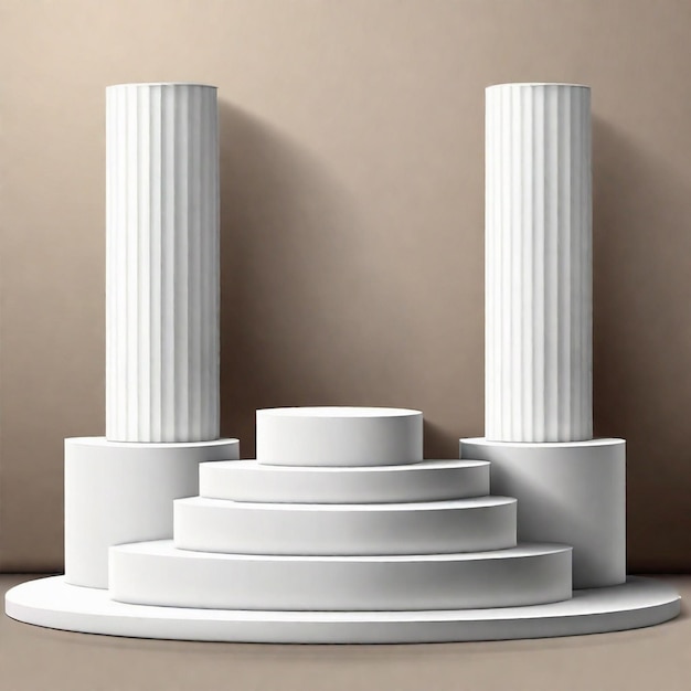 Podium blanco minimalista en 3d con poste