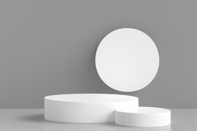 Foto podium blanco mínimo para la visualización del producto fondo de color gris renderizado en 3d ai generado