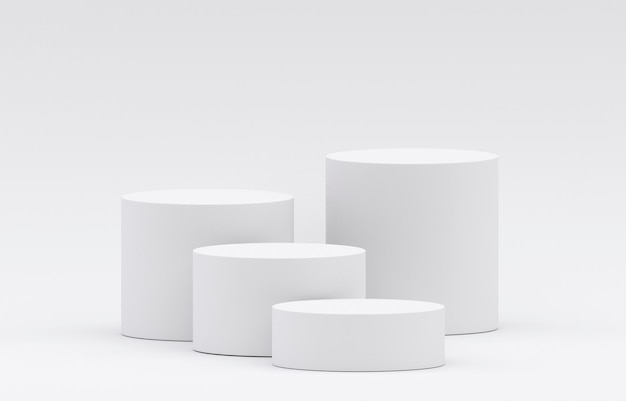 Podium branco de exposição de produtos na sala de estúdio para apresentação de exposição