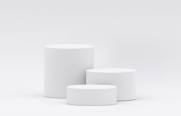 Podium branco de exposição de produtos na sala de estúdio para apresentação de exposição